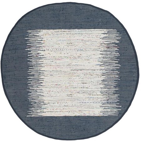 Safavieh Montauk Hand Woven Round Rug- Ivory - Navy- 4 x 4 ft. MTK711L-4R